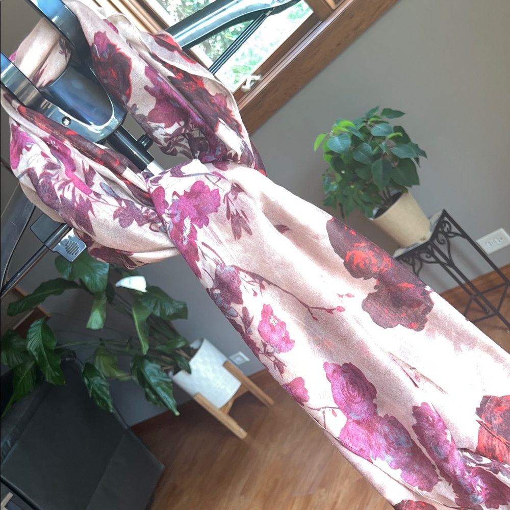 Floral Pink and Red Scarf